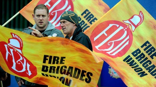 Firefighters on the picket line