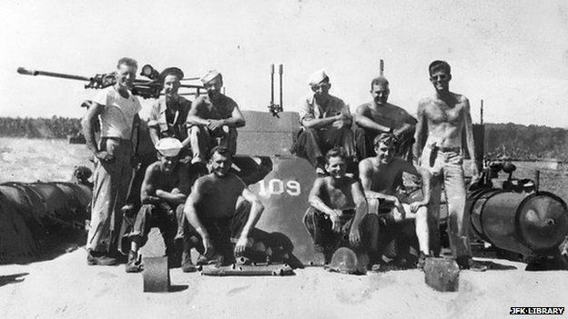 John F. Kennedy (far right) and crewmen of the PT-109
