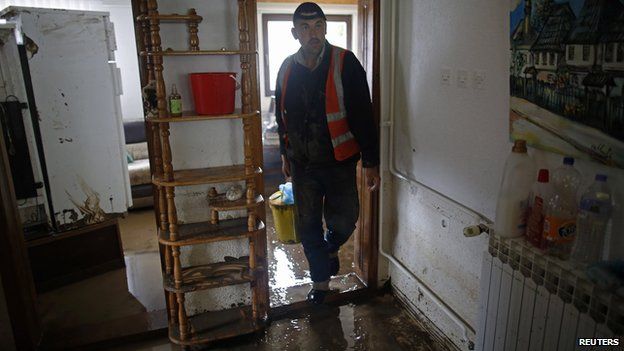 Flood-damaged home near Tuzla