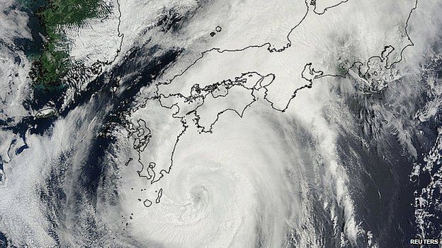 Satellite image of Typhoon Halong over Japan