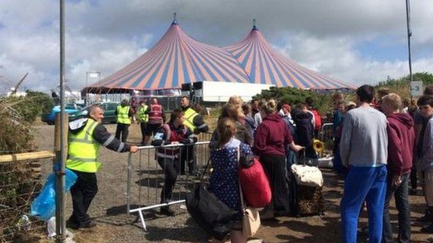 Music fans being turned away from the Boardmasters festival site at Watergate