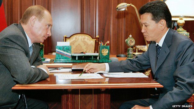 Kirsan Ilyumzhinov, right, with Russian President Vladimir Putin. Aug 2006