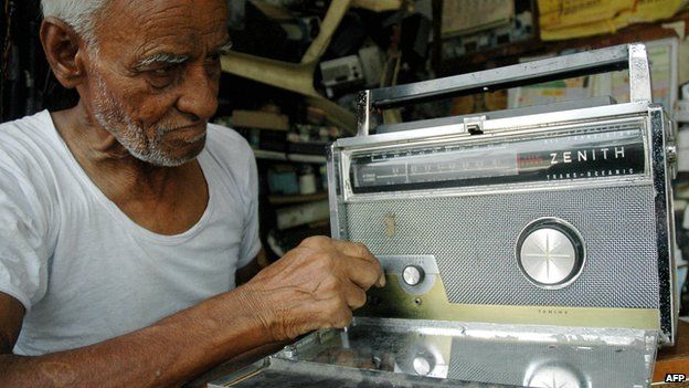 Radio repair man in India
