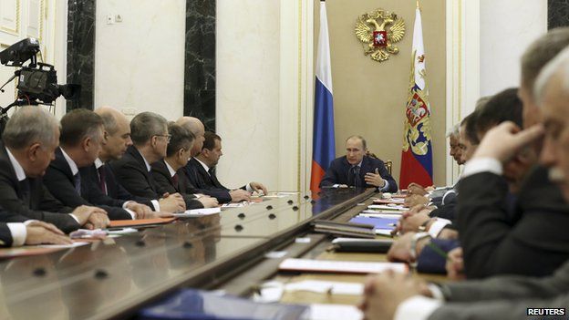 President Putin chairing Security Council session, 22 Jul 14