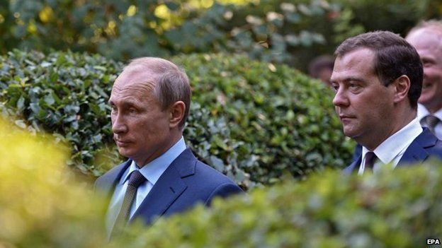 President Putin and PM Dmitry Medvedev visit Yalta in Crimea, 14 Aug