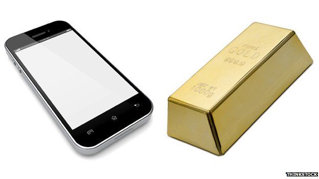 A phone and a bar of gold