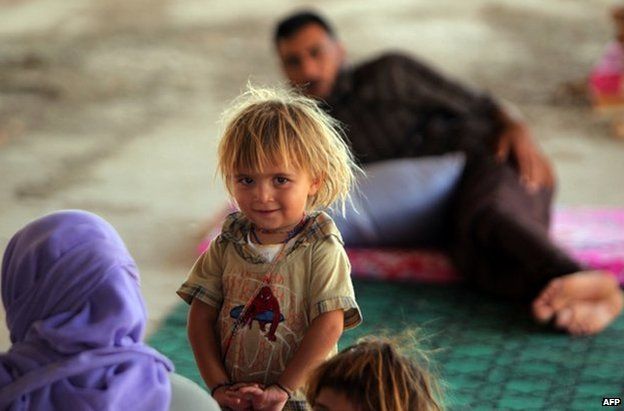 A Yazidi refugee girl in Dohuk, northern Iraq, 16 August