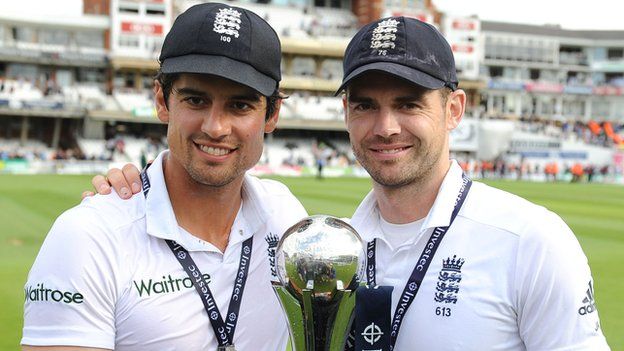England's Alastair Cook and James Anderson