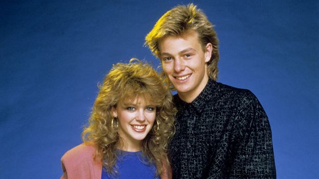 Kylie Minogue and Jason Donovan as Charlene and Scott in Neighbours