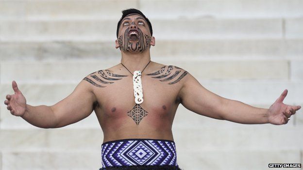 Maori dancer in ceremony