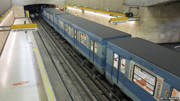 A general view of an almost empty subway station is seen during would-be rush hour in Santiago on 11 September, 2013