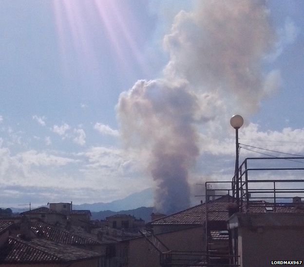 Smoke rising from crash site in Italy