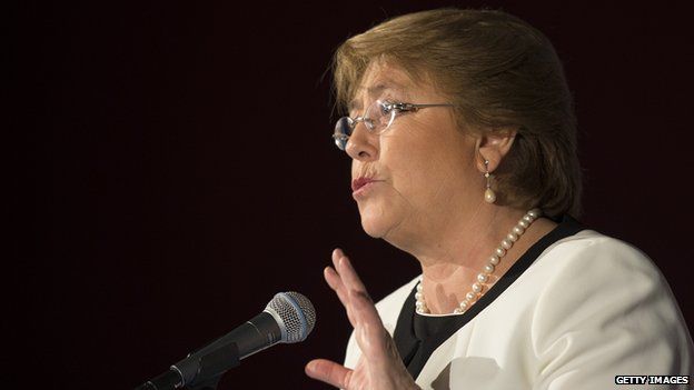 Chilean President Michelle Bachelet speaks at the US Chamber of Commerce in Washington on 1 July, 2014
