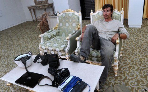 James Foley resting in a room at the airport in Sirte, Libya (file pic Sept 2011)
