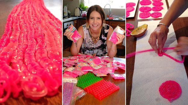 Stages of creating the loom band top