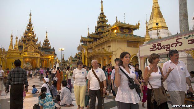 Tourists in Yangon