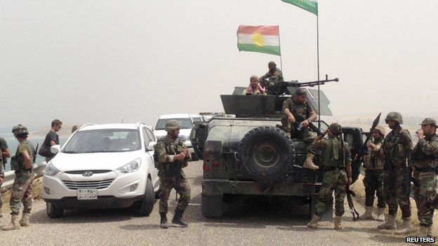 Kurdish forces near the Mosul dam, 19 August