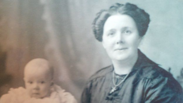 Mr Brazier's great uncle Arthur pictured as a baby with The Cook Shop's founder Eve Billingham