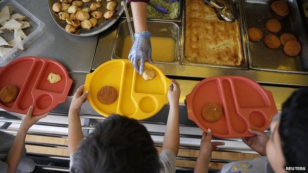 Children being served food