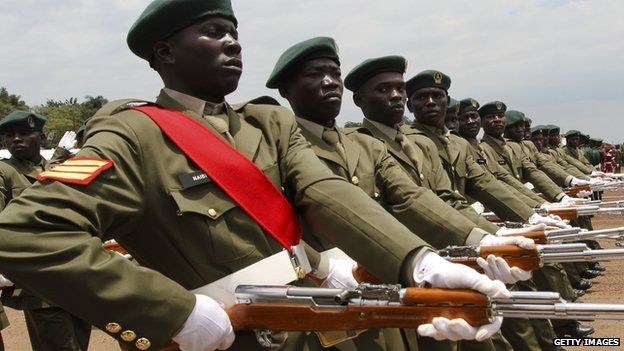 Ugandan armed forces on parade