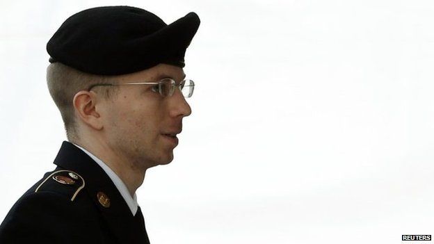 US soldier Chelsea Manning is escorted into court to receive her sentence at Fort Meade in Maryland 21 August 2013