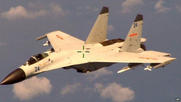 A Chinese fighter jet that the Obama administration on Friday said conducted a "dangerous intercept" of a US Navy surveillance and reconnaissance aircraft off the coast of China in international airspace (19 August 2014)