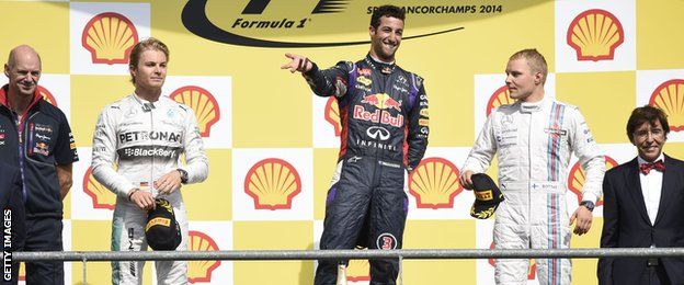 Daniel Ricciardo, Nico Rosberg and Vallteri Bottas