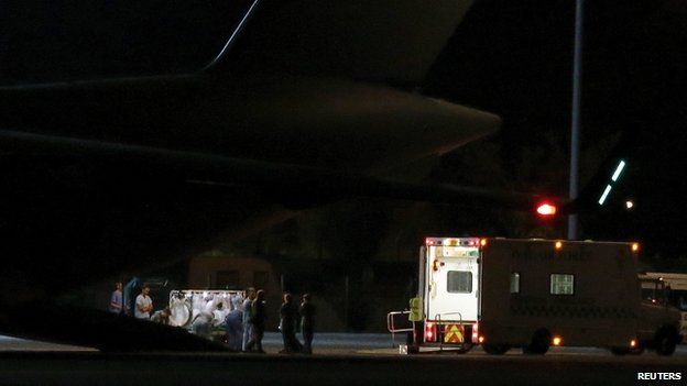 Patient being taken from RAF C-17
