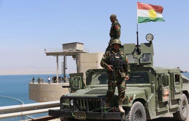 Iraqi Kurdish Peshmerga fighters at the Mosul dam (21 August 2014)