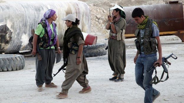Kurdistan Workers' Party (PKK) fighters in Makhmour (9 August 2014)