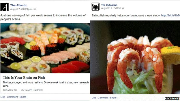 Two different kinds of Facebook posts about fish
