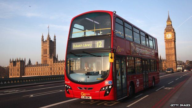 London bus on Westminster Bridge