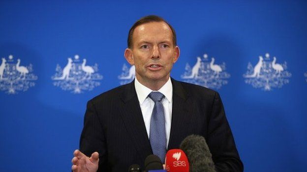 Australian Prime Minister Tony Abbott speaks at a press conference on 12 August 2014 in London, England