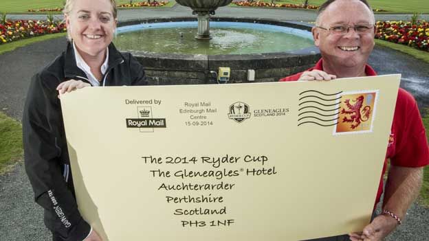 Antonia Beggs from Ryder Cup Europe and David Bayne from Royal Mail