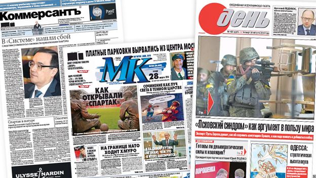 Russia and Ukraine newspaper front pages