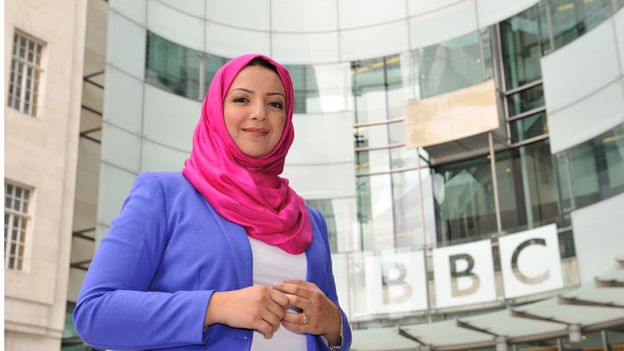 Shaimaa Khalil outside New Broadcasting House in London
