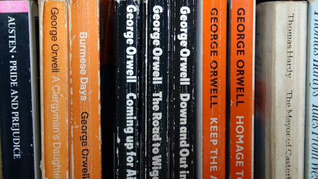 Shelf of George Orwell books