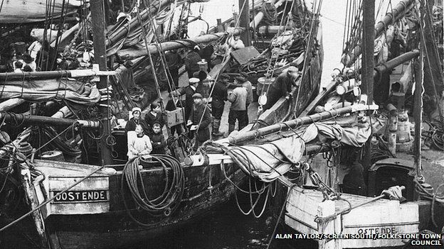 Belgian refugees Folkestone Harbour August 1914