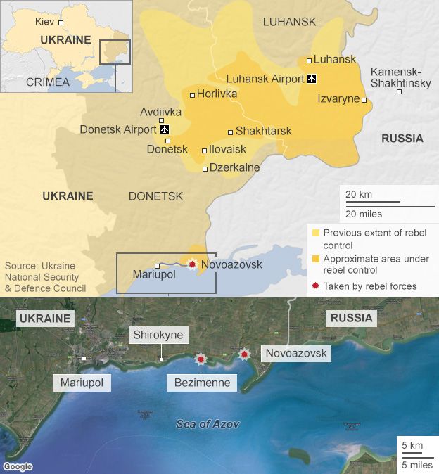 Map of rebel forces in Ukraine