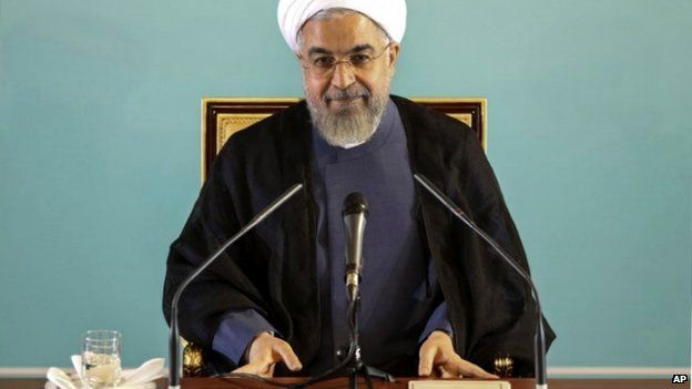 Iranian President Hassan Rouhani at a press conference in Tehran, Iran - 30 August 2014