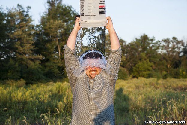 Man takes ice bucket challenge