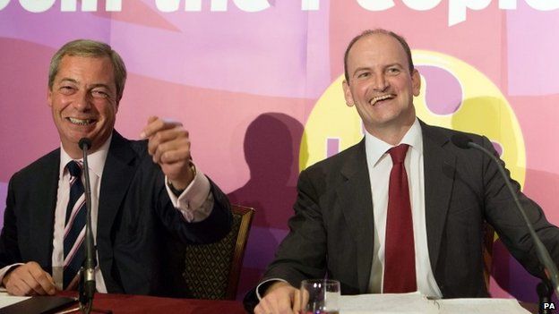 Nigle Farage and Douglas Carswell on the day the MP defected to UKIP