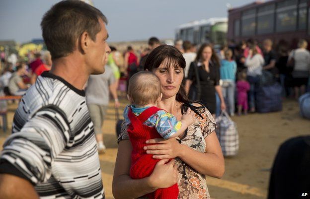 Ukrainian family at a refugee camp in Rostov region (August 2014)