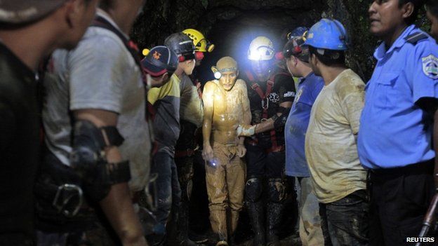Rescued miner in Nicaragua, 30 Aug 14