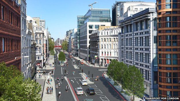 An artist's impression of part of the planned segregated cycle scheme