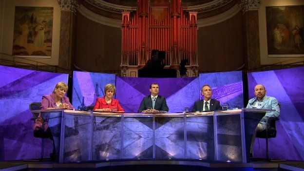 The panel for the BBC debate was Annabel Goldie, Nicola Sturgeon, Jim Murphy and Brian Souter