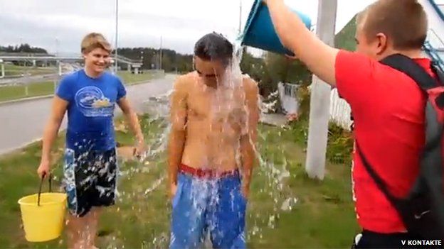 Belarusian Dmitry Dayneko doing the Ice Bucket Challenge