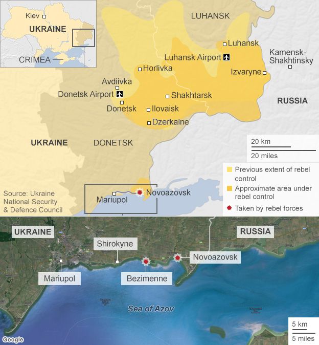 Map of rebel forces in Ukraine, 4 September 2014