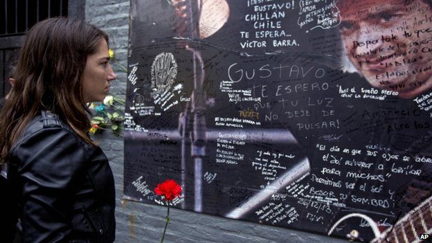 Fan outside the clinic where Cerati died in Bs As