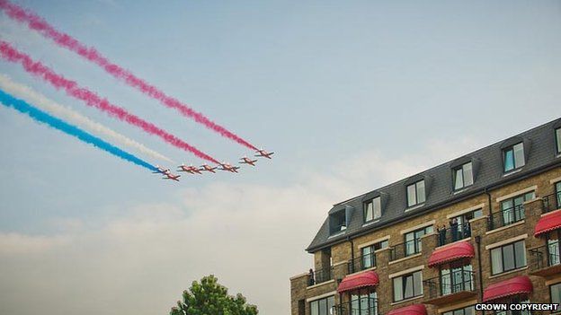 Red Arrows over Celtic manor